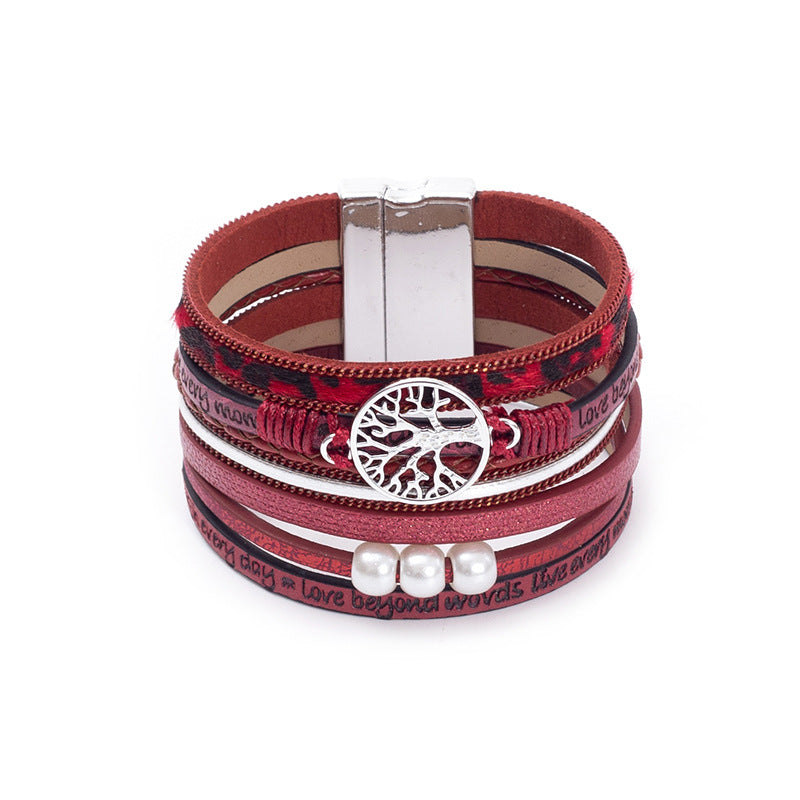 Hand Woven Leather Hollow Tree of Life Multilayer Bracelet Hand Woven Leather Hollow Tree of Life Multilayer Bracelet