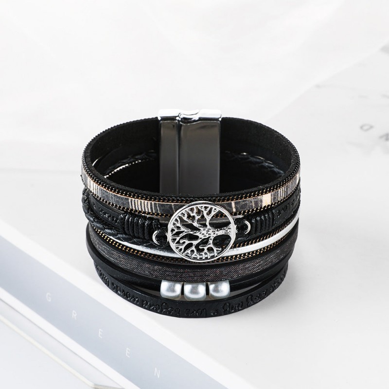 Hand Woven Leather Hollow Tree of Life Multilayer Bracelet Hand Woven Leather Hollow Tree of Life Multilayer Bracelet