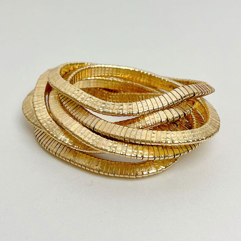 Light Luxury Multi-layer Gold and Silver Stacked Stretch Bracelet