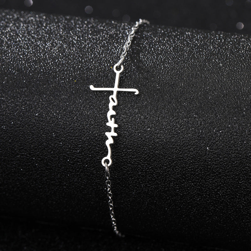 Silver Stainless Steel Cross Bracelet