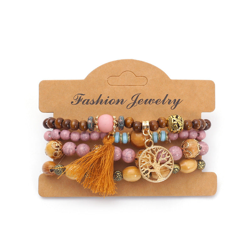 Bohemian multi-layered wooden beaded bracelet jewelry Bohemian multi-layered wooden beaded bracelet jewelry