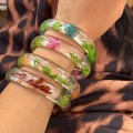 Ins Style Flower Transparent Wide Bracelet