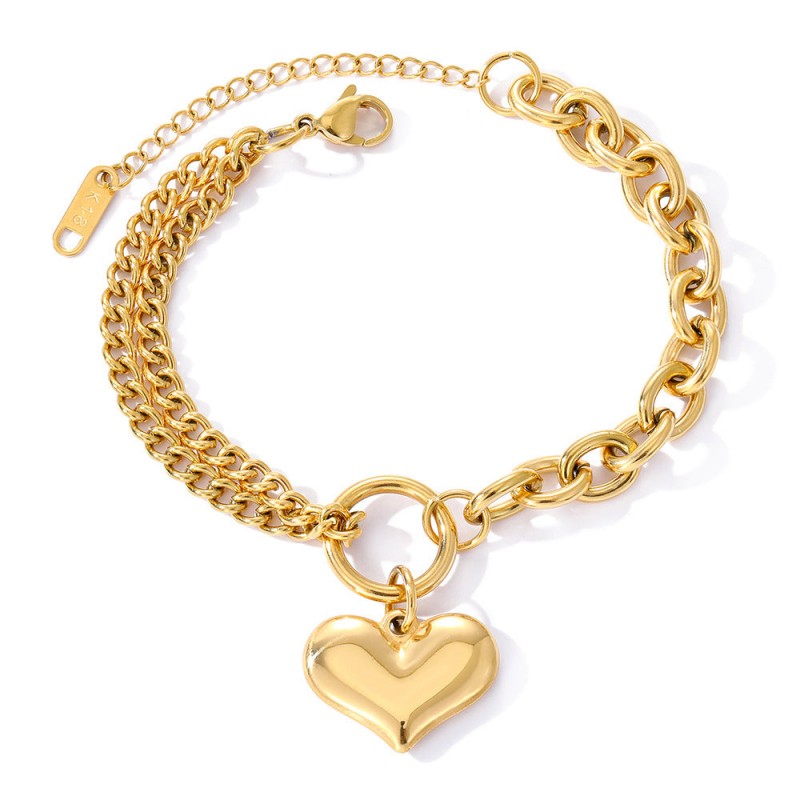 Stainless Steel Trendy Double-Layer Heart Bracelet