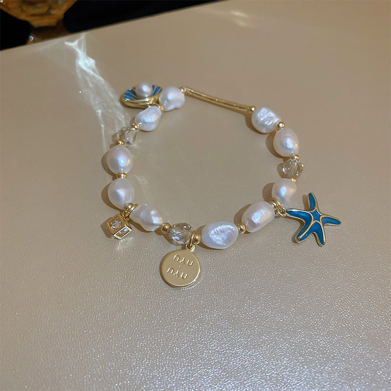 Tide Elegant Pearl Crystal Jade Double Circle Bracelet