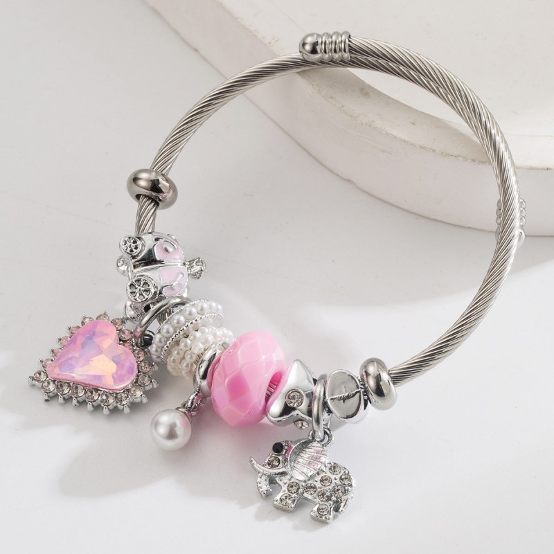 Stainless Steel Bracelet for Women Alloy Heart Elephant Pear