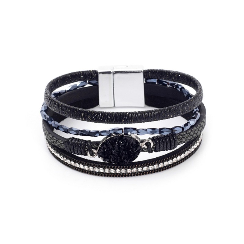 Crystal Studded Vintage Ethnic Style Beaded Leather Bracelet Crystal Studded Vintage Ethnic Style Beaded Leather Bracelet