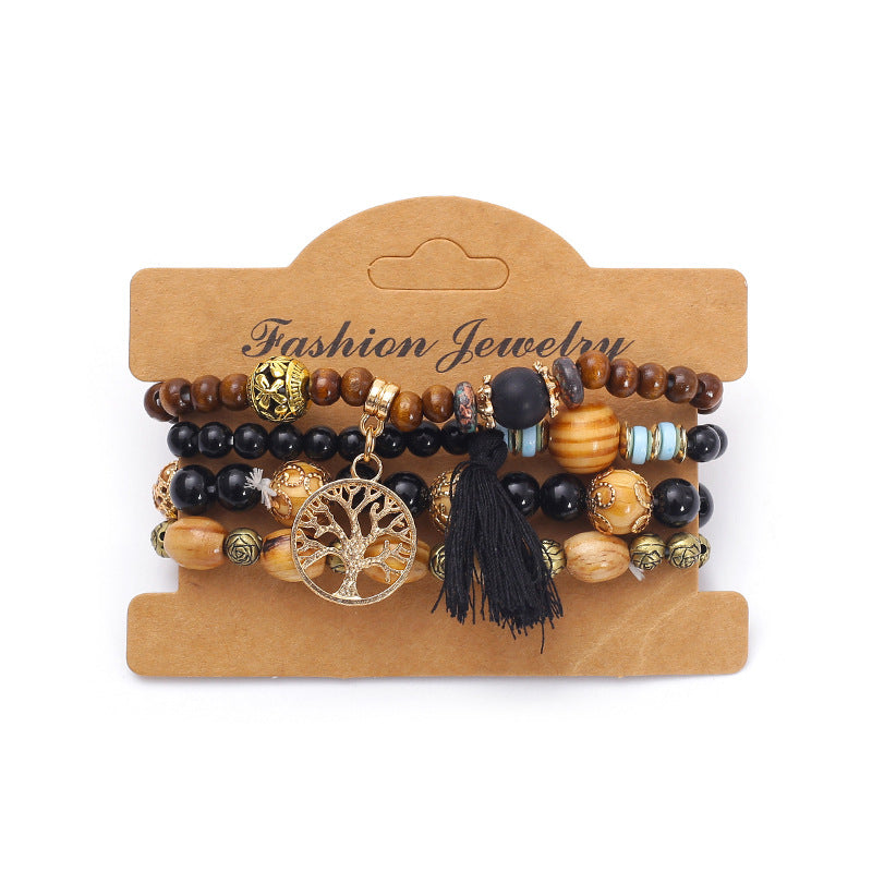 Bohemian multi-layered wooden beaded bracelet jewelry Bohemian multi-layered wooden beaded bracelet jewelry