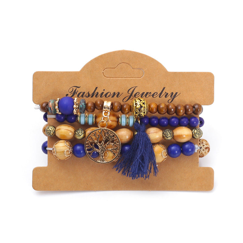 Bohemian multi-layered wooden beaded bracelet jewelry Bohemian multi-layered wooden beaded bracelet jewelry