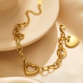 Stainless steel bracelet gold plated heart shaped bracelet