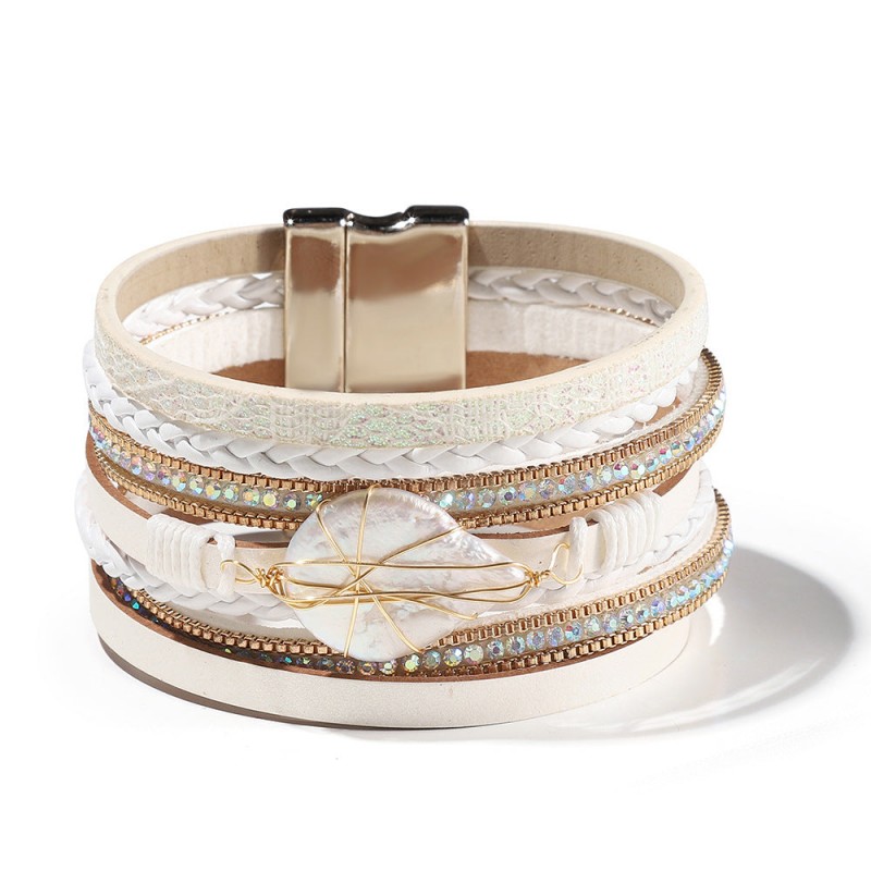 Baroque Freshwater Pearl Braided Multi-Layered Leather Bracelet Baroque Freshwater Pearl Braided Multi-Layered Leather Bracelet