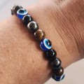 Tiger Eye Stone beaded Devil eye bracelet