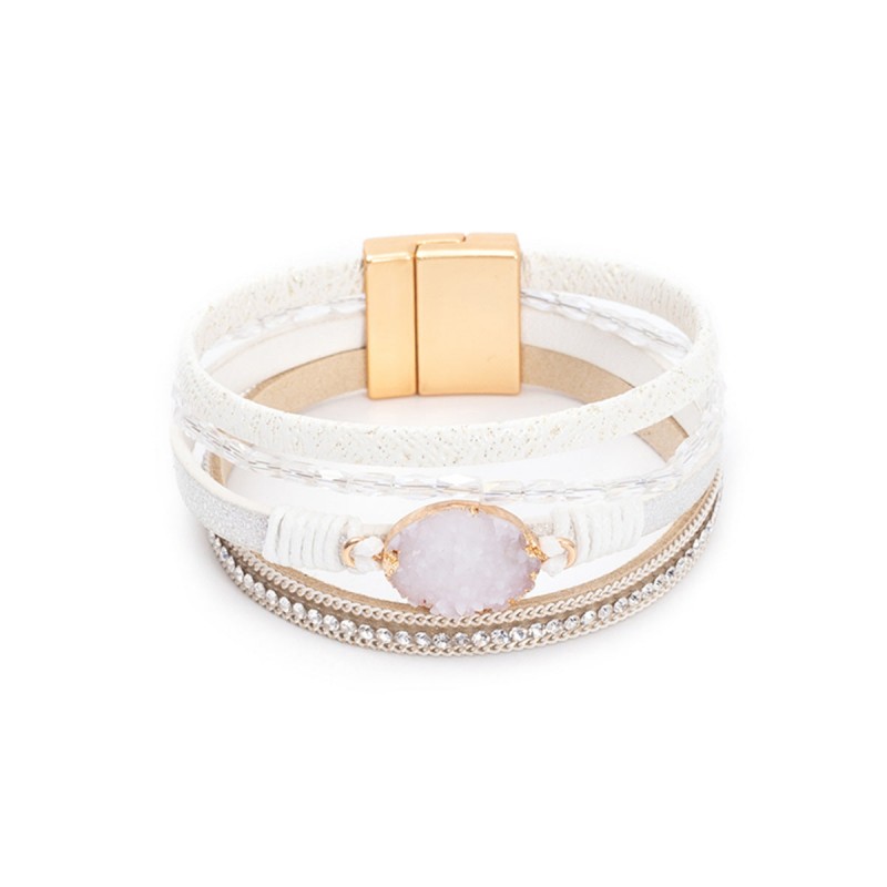 Crystal Studded Vintage Ethnic Style Beaded Leather Bracelet Crystal Studded Vintage Ethnic Style Beaded Leather Bracelet