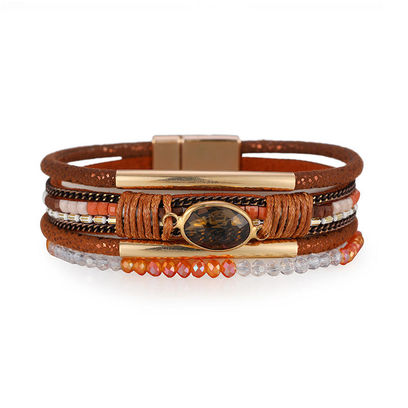 Bohemian Copper Design Crystal Stone Multilayer Ethnic Style Bracelet Bohemian Copper Design Crystal Stone Multilayer Ethnic Style Bracelet
