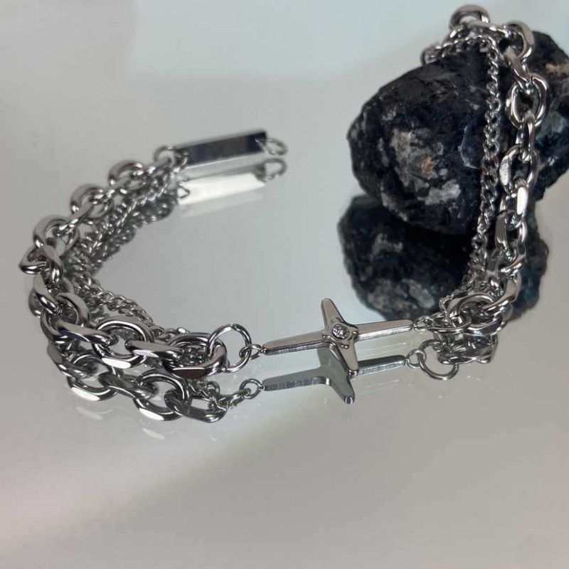 Cross Diamond-encrusted Double-layer ins Design Hip-hop Simp