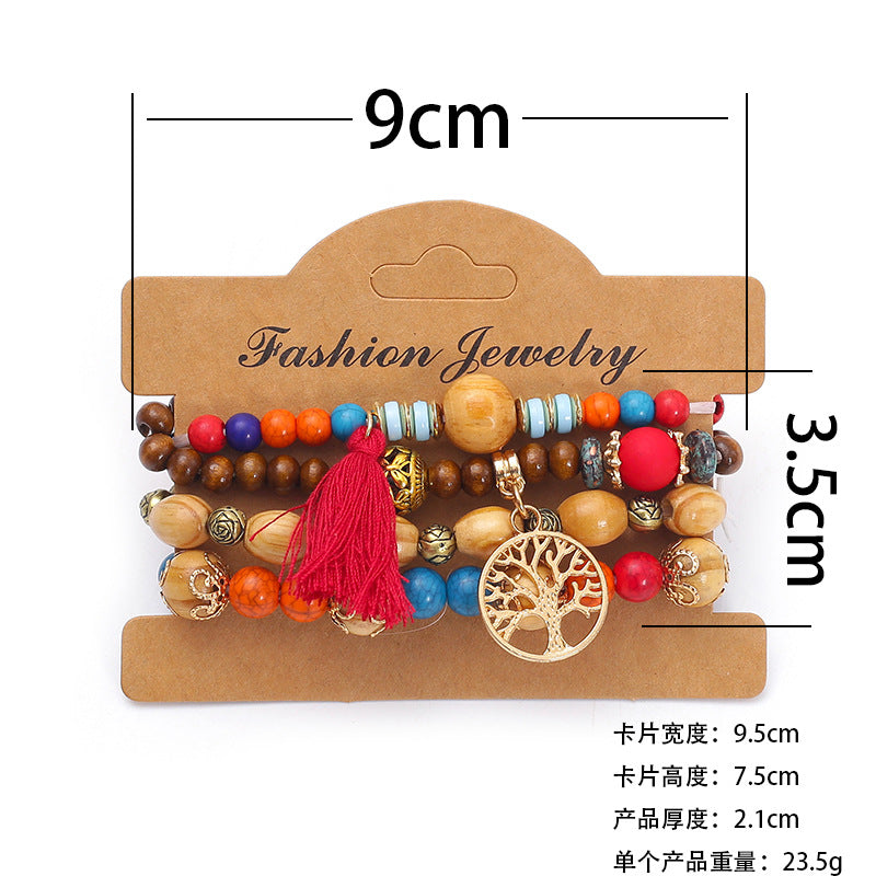Bohemian multi-layered wooden beaded bracelet jewelry Bohemian multi-layered wooden beaded bracelet jewelry