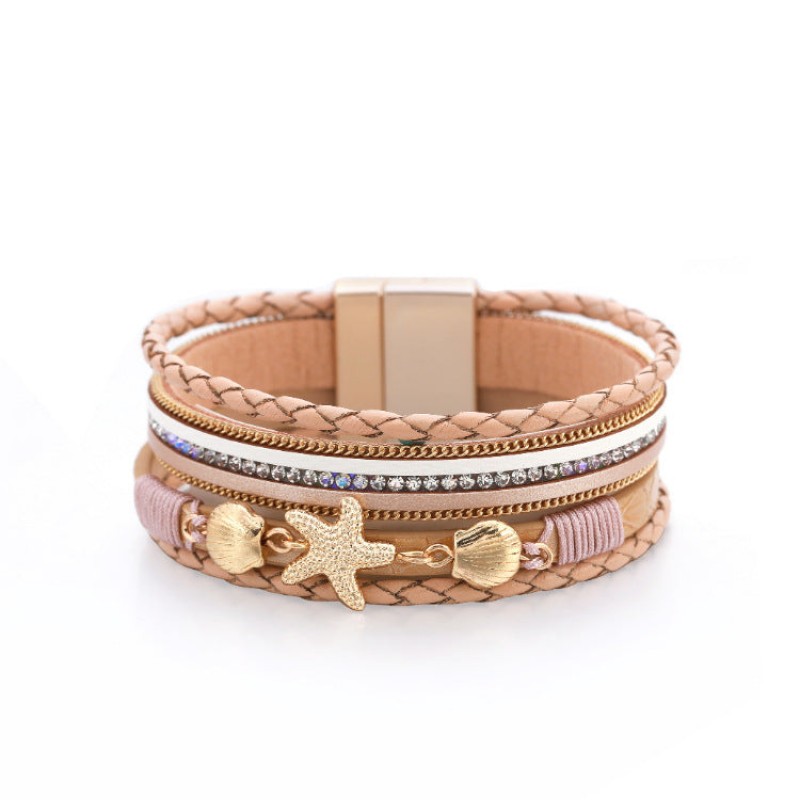 Ethnic Style Holiday Style Small Starfish Inlaid with Colorful Diamond Bracelets