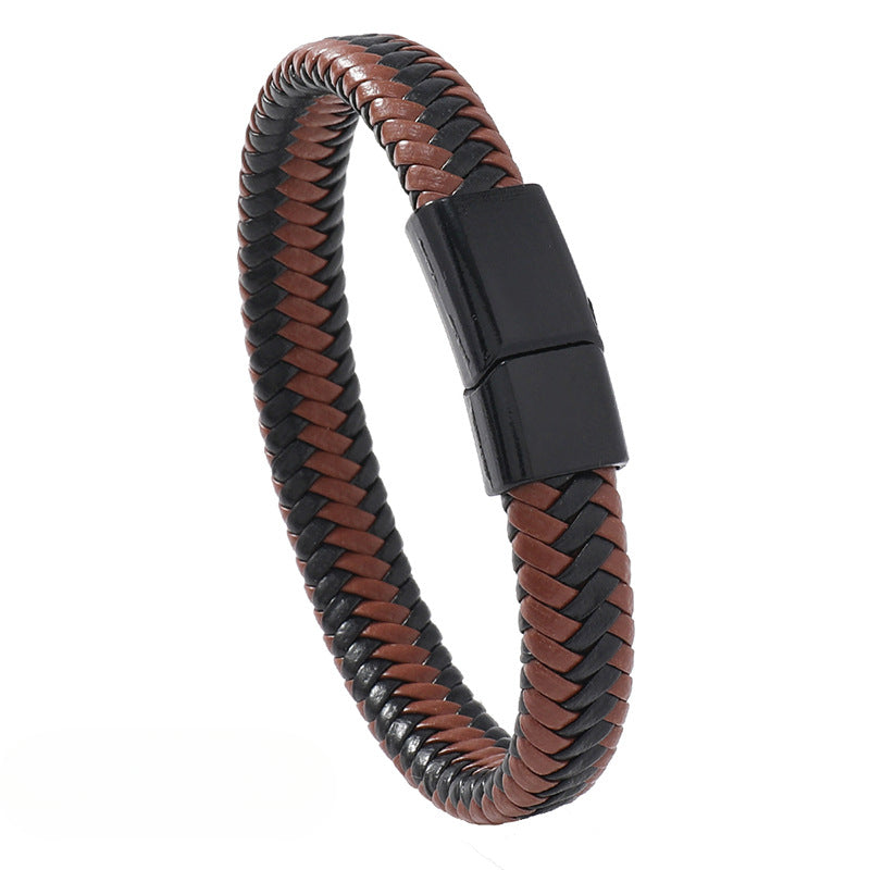Men's Leather Woven Magnetic Buckle Bracelets