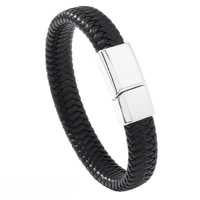 Men's Leather Woven Magnetic Buckle Bracelets